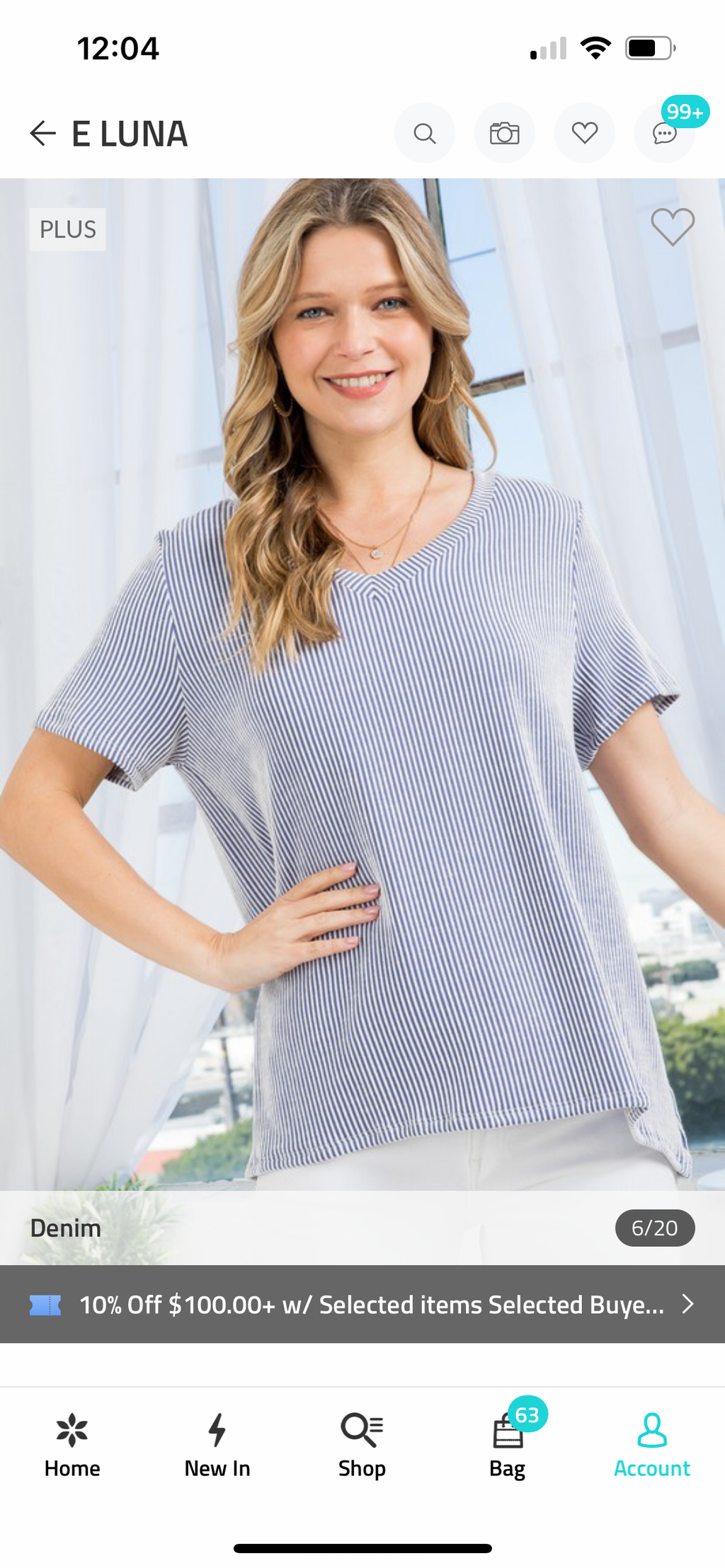 Plus size blue ribbed tee